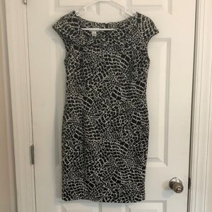 black and beige dress